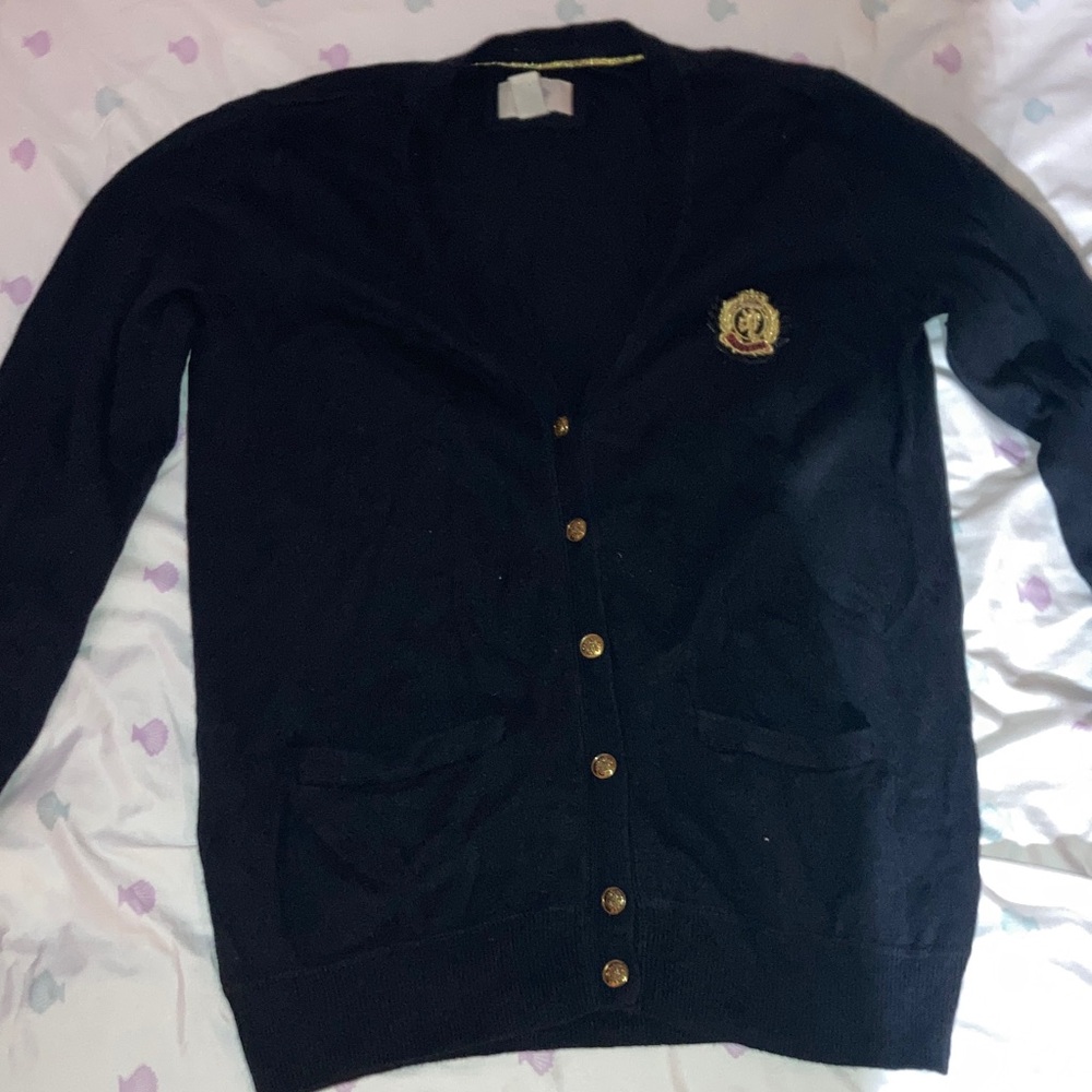 I love H81 Los Angeles California Elegant Black Cardigan with Gold Buttons